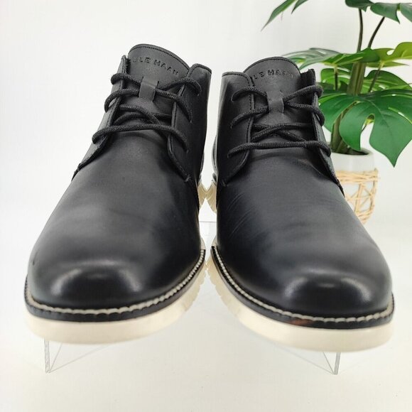 Cole Haan Men’s ZeroGrand Chukka Black Grain Leather Boots Size 9 - Picture 2 of 9